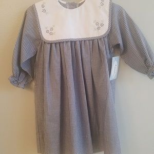 Gingham Dress with Hand Embroidered Collar